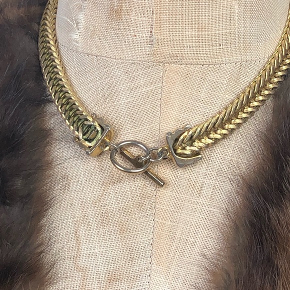 💥SOLD💥Vtg Rhinestone Chunky Slinky Gold Tone 80s - Picture 11 of 12